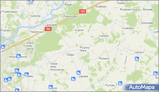 mapa Przytuły Stare, Przytuły Stare na mapie Targeo