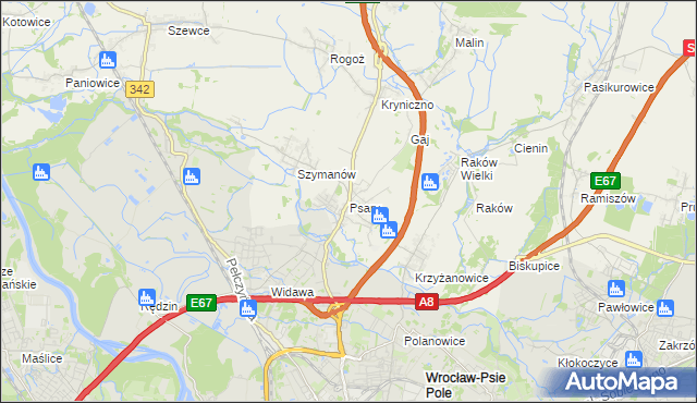 mapa Psary gmina Wisznia Mała, Psary gmina Wisznia Mała na mapie Targeo