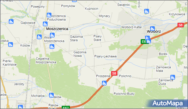 mapa Psary-Lechawa, Psary-Lechawa na mapie Targeo