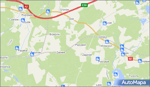 mapa Pszczelin, Pszczelin na mapie Targeo