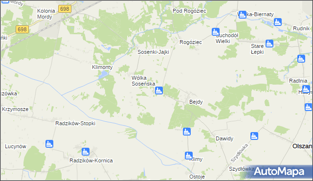 mapa Ptaszki, Ptaszki na mapie Targeo