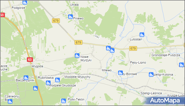 mapa Puchały gmina Łomża, Puchały gmina Łomża na mapie Targeo