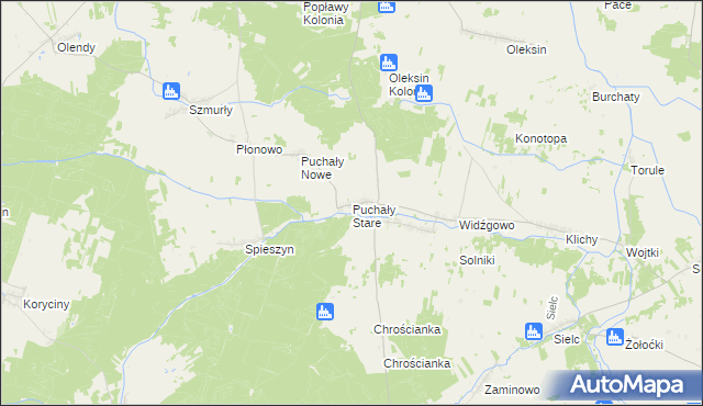 mapa Puchały Stare, Puchały Stare na mapie Targeo