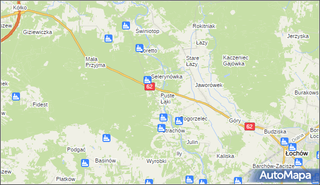 mapa Puste Łąki, Puste Łąki na mapie Targeo