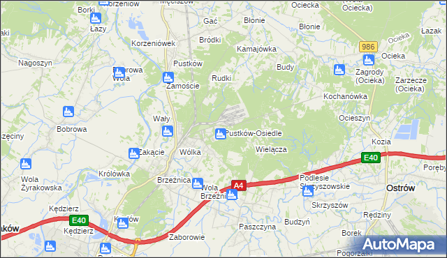 mapa Pustków-Osiedle, Pustków-Osiedle na mapie Targeo