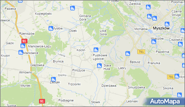 mapa Pustkowie Lgockie, Pustkowie Lgockie na mapie Targeo