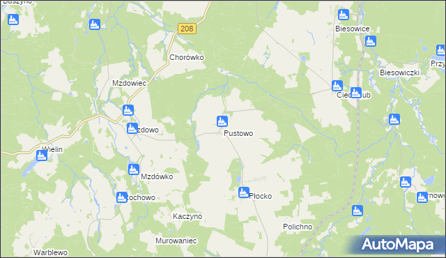 mapa Pustowo gmina Kępice, Pustowo gmina Kępice na mapie Targeo