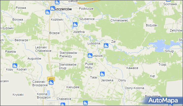 mapa Puszcza Osińska, Puszcza Osińska na mapie Targeo