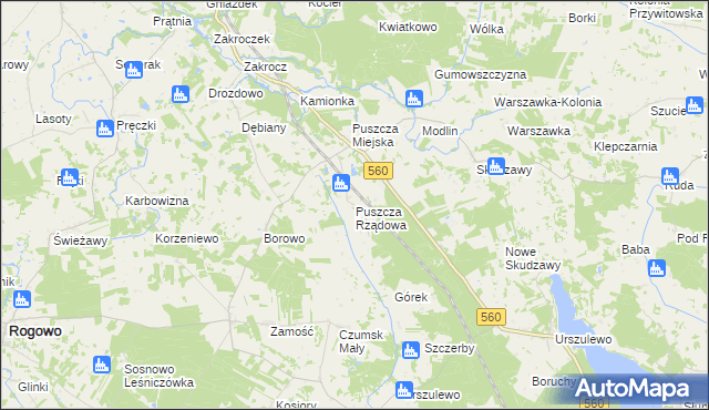 mapa Puszcza Rządowa, Puszcza Rządowa na mapie Targeo