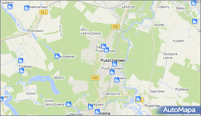 mapa Puszczykowo powiat poznański, Puszczykowo powiat poznański na mapie Targeo