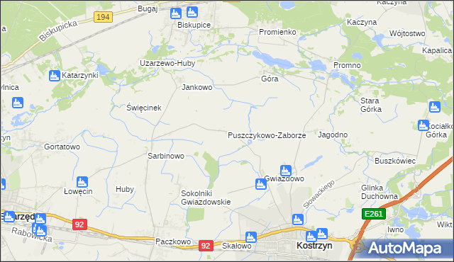 mapa Puszczykowo-Zaborze, Puszczykowo-Zaborze na mapie Targeo