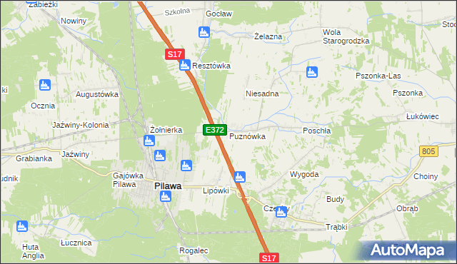 mapa Puznówka, Puznówka na mapie Targeo