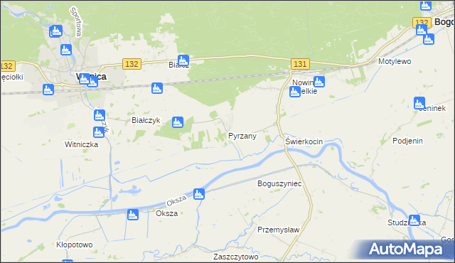 mapa Pyrzany, Pyrzany na mapie Targeo