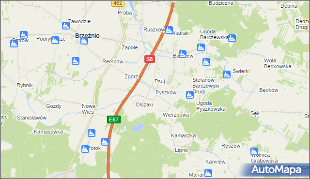 mapa Pyszków, Pyszków na mapie Targeo