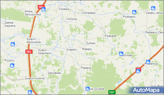 mapa Rabędy gmina Stary Lubotyń, Rabędy gmina Stary Lubotyń na mapie Targeo