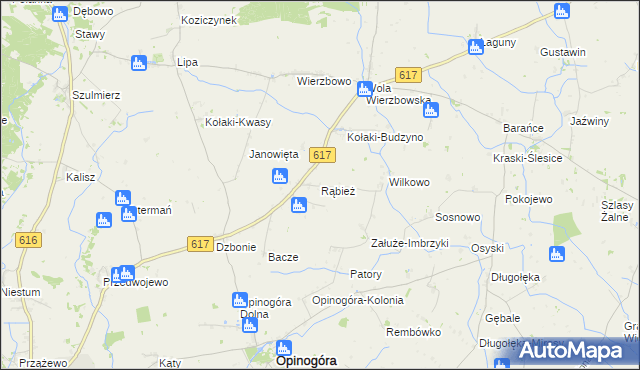 mapa Rąbież gmina Opinogóra Górna, Rąbież gmina Opinogóra Górna na mapie Targeo