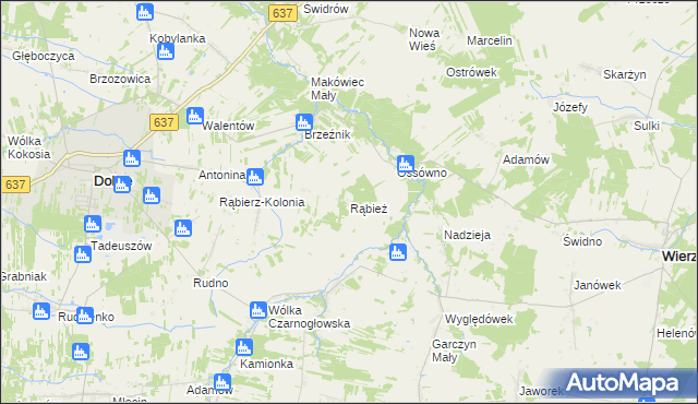 mapa Rąbież gmina Wierzbno, Rąbież gmina Wierzbno na mapie Targeo
