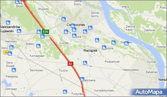 mapa Raciążek, Raciążek na mapie Targeo