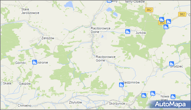 mapa Raciborowice Górne, Raciborowice Górne na mapie Targeo