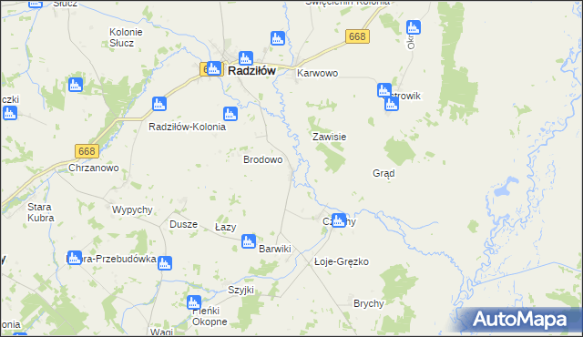 mapa Racibory gmina Radziłów, Racibory gmina Radziłów na mapie Targeo