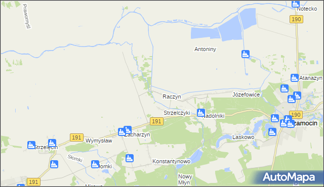 mapa Raczyn gmina Szamocin, Raczyn gmina Szamocin na mapie Targeo