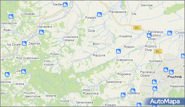 mapa Rączyna, Rączyna na mapie Targeo