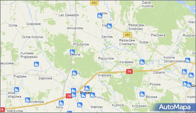 mapa Raczynów, Raczynów na mapie Targeo