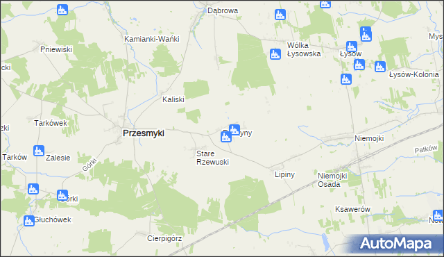 mapa Raczyny gmina Przesmyki, Raczyny gmina Przesmyki na mapie Targeo