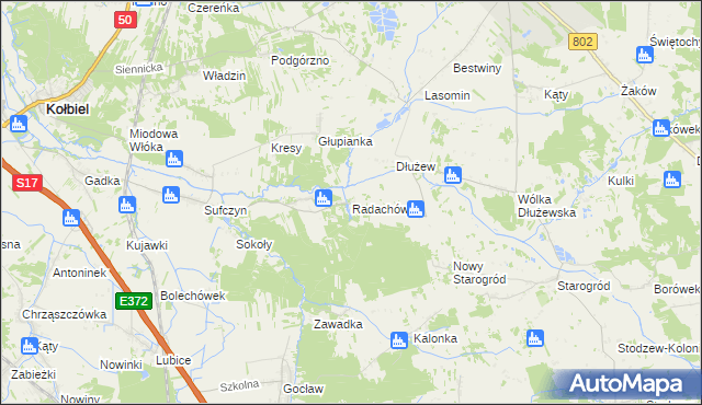 mapa Radachówka, Radachówka na mapie Targeo