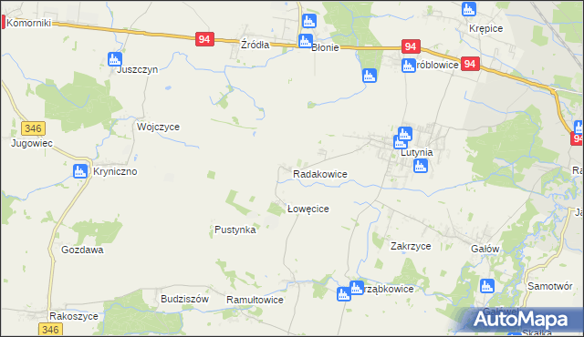 mapa Radakowice, Radakowice na mapie Targeo