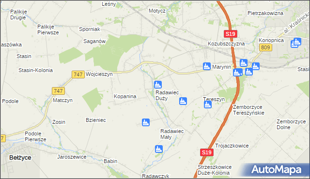 mapa Radawiec Duży, Radawiec Duży na mapie Targeo