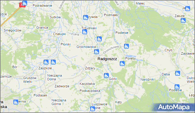 mapa Radgoszcz powiat dąbrowski, Radgoszcz powiat dąbrowski na mapie Targeo