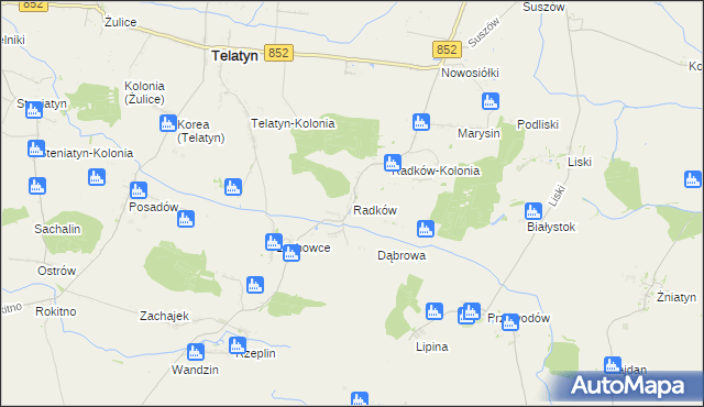 mapa Radków gmina Telatyn, Radków gmina Telatyn na mapie Targeo