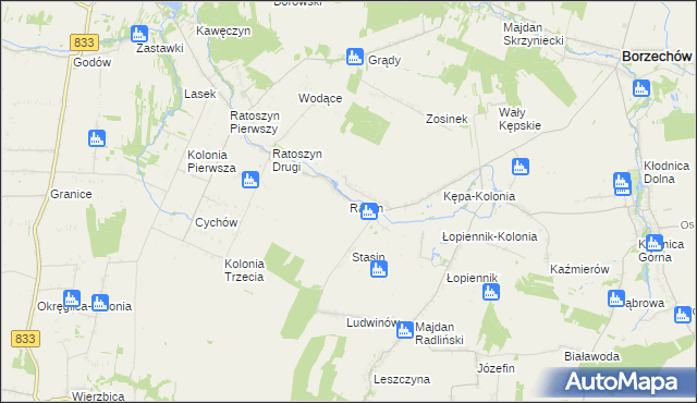 mapa Radlin gmina Chodel, Radlin gmina Chodel na mapie Targeo