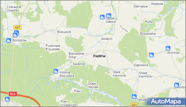 mapa Radłów powiat oleski, Radłów powiat oleski na mapie Targeo
