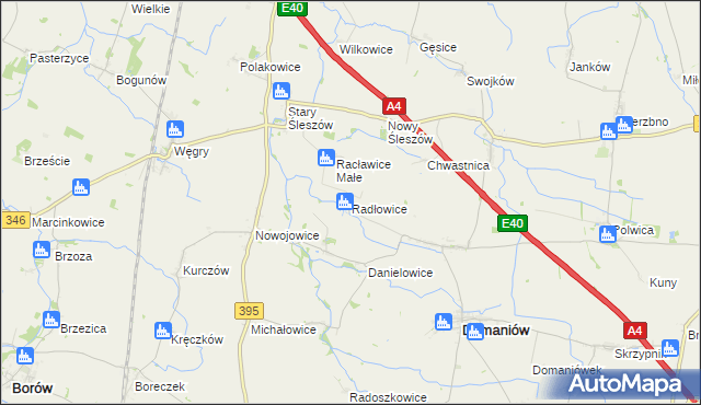 mapa Radłowice, Radłowice na mapie Targeo