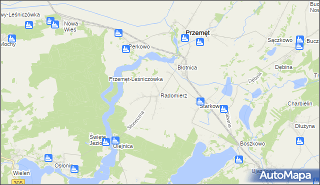 mapa Radomierz gmina Przemęt, Radomierz gmina Przemęt na mapie Targeo