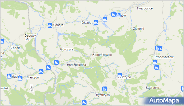 mapa Radomiłowice, Radomiłowice na mapie Targeo