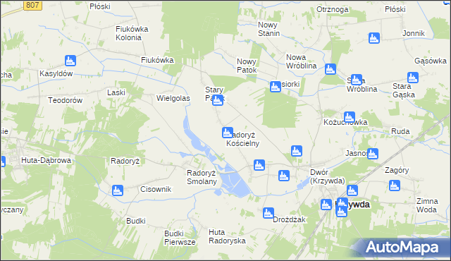 mapa Radoryż Kościelny, Radoryż Kościelny na mapie Targeo