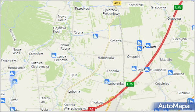 mapa Radostków, Radostków na mapie Targeo