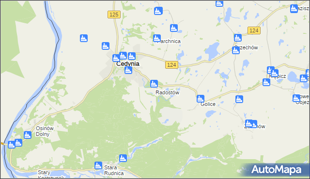 mapa Radostów gmina Cedynia, Radostów gmina Cedynia na mapie Targeo