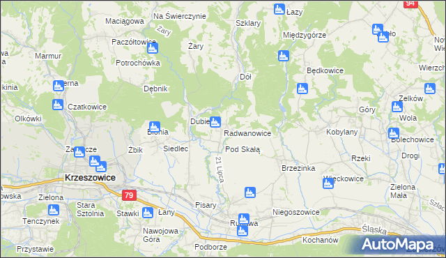 mapa Radwanowice, Radwanowice na mapie Targeo