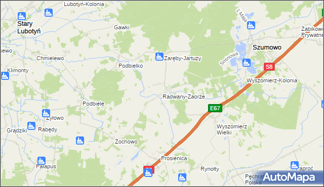 mapa Radwany-Zaorze, Radwany-Zaorze na mapie Targeo