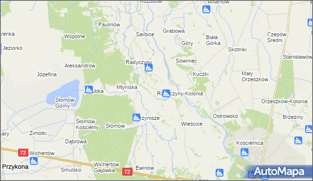 mapa Radyczyny-Kolonia, Radyczyny-Kolonia na mapie Targeo