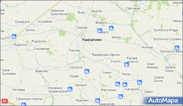 mapa Radzanowo-Dębniki, Radzanowo-Dębniki na mapie Targeo