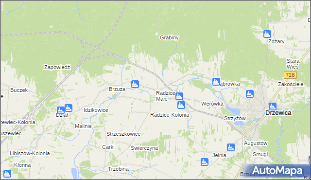 mapa Radzice Małe, Radzice Małe na mapie Targeo