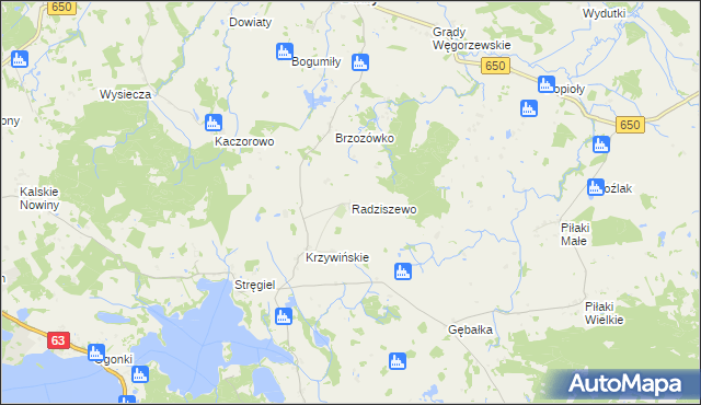 mapa Radziszewo gmina Pozezdrze, Radziszewo gmina Pozezdrze na mapie Targeo