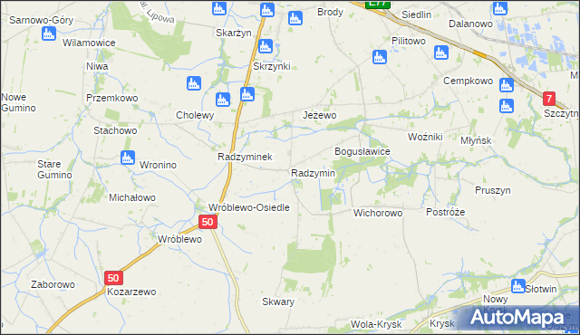 mapa Radzymin gmina Naruszewo, Radzymin gmina Naruszewo na mapie Targeo