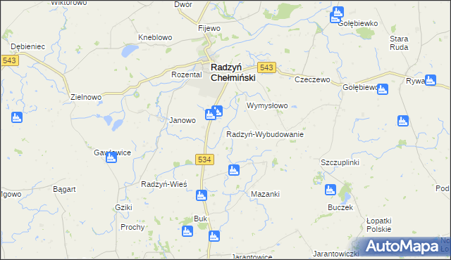 mapa Radzyń-Wybudowanie, Radzyń-Wybudowanie na mapie Targeo