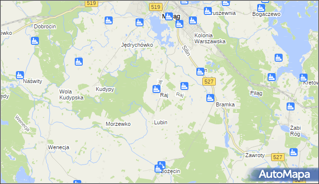 mapa Raj gmina Morąg, Raj gmina Morąg na mapie Targeo
